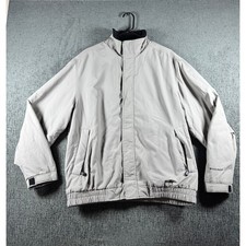 Woolrich Mens L Ash Grey Fleece Lined Bomber Jacket Full Zip Nylon Shell 15030