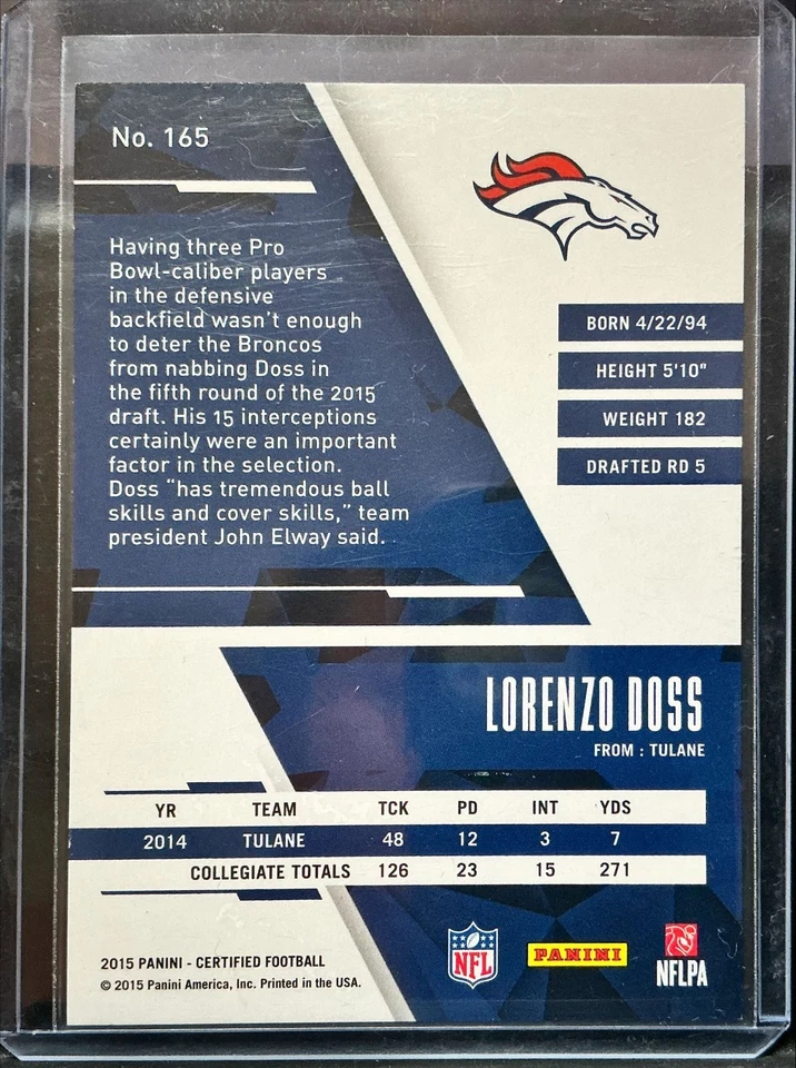 2015 Panini Certified - Rookies Lorenzo Doss #165 /999 (RC) - Image 2 of 2