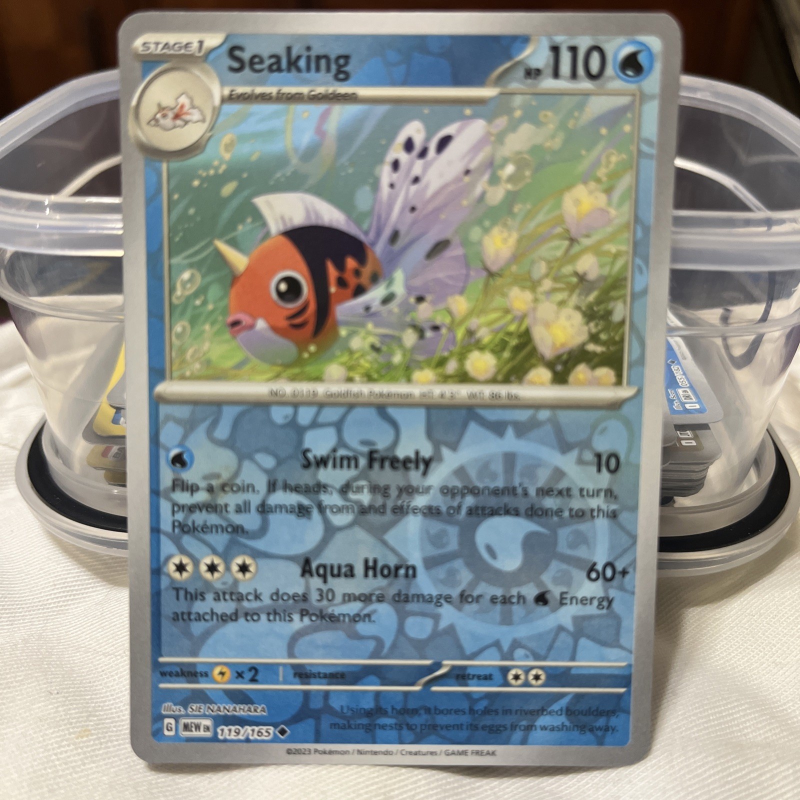 Seaking 119/165 Reverse Holo Pokemon Card 