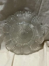 Vintage Glass Deviled Egg Plate Oyster Platter Pressed Glass Anchor Hocking 10"