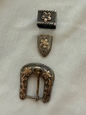 Stunning Vintage MEXICO Sterling Silver 925 Flower Belt Buckle 42g  A7C07