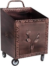 CARRELLO PORTALEGNA PORTAPELLET FERRO RAMATO PER PELLET O LEGNA 52 x 50 x 84 cm