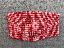 Universal Thread Tube Top Womens XXL Red White Gingham Smocked Bandeau Crop