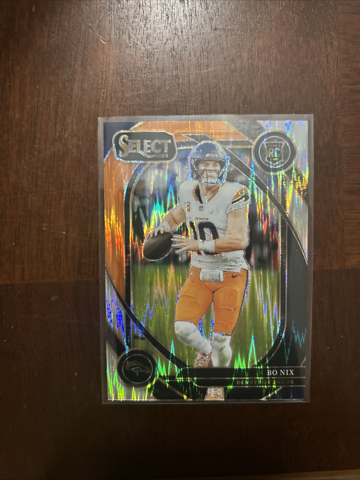 2024 Panini Select - Club Level Bo Nix #221 Black & Orange Shock Prizm (RC)