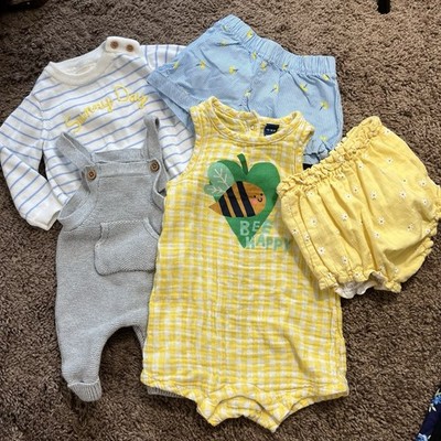 Bundle Lot Baby Clothes Preppy Summer Blue Yellow Shorts Sweater NB to 18 Months