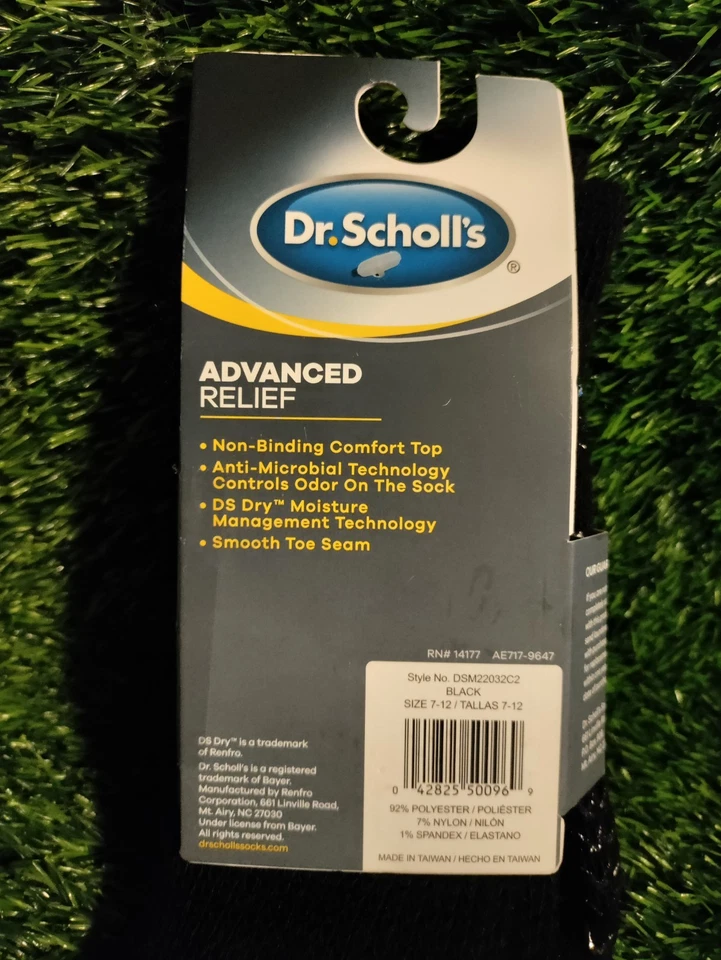 Calcetines Dr Scholl’s Advanced Relief With Grippers Crew 2 pares para hombre 7-12 negros  Foto 3 de 3