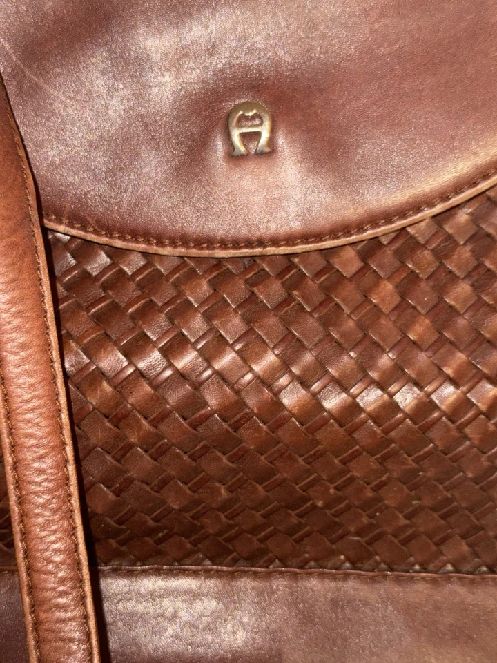 Vintage Etienne Aigner Woven Genuine Leather Backpack Adjustable Strap - Image 2 of 4