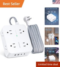 Listed 6Ft Power Strip with Surge Protection  4 USB Charging Ports