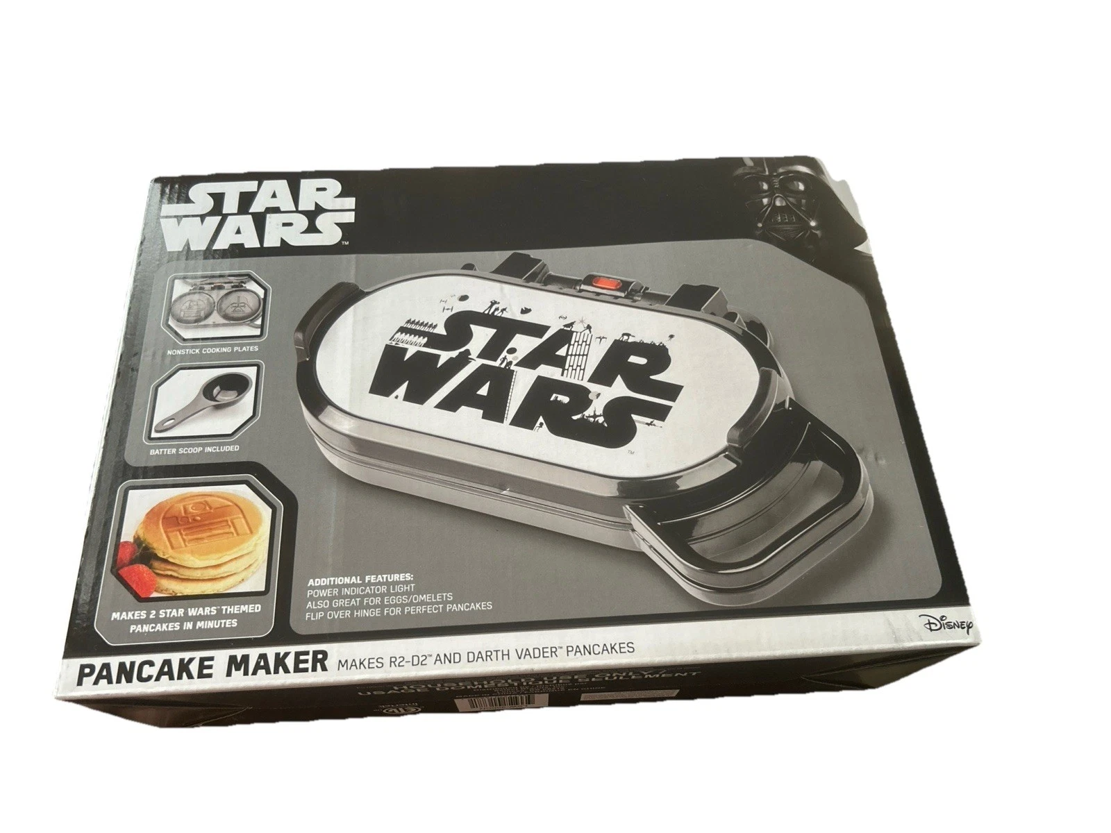Disney Star Wars R2-D2 & Darth Vader Electronic Kitchen Pancake Waffle Maker New