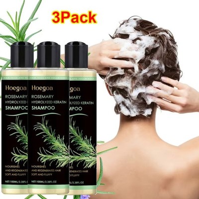 3Pcs Rosemary Shampoo with Hydrolyzed Keratin for Hair Growth & Scalp Treatment