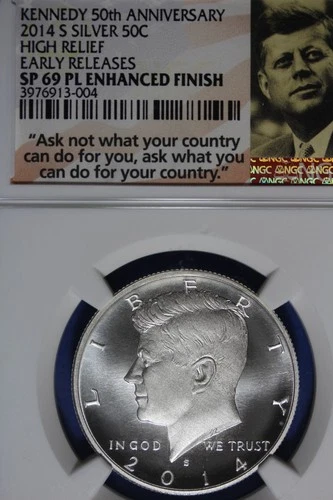 2014 S NGC SP69 PL ENHANCED FINISH KENNEDY SILVER DOLLAR #B51130