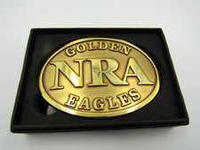 NIB Commemorative NRA Golden Eagles Brass Belt Buckle Gold Tone Buckle