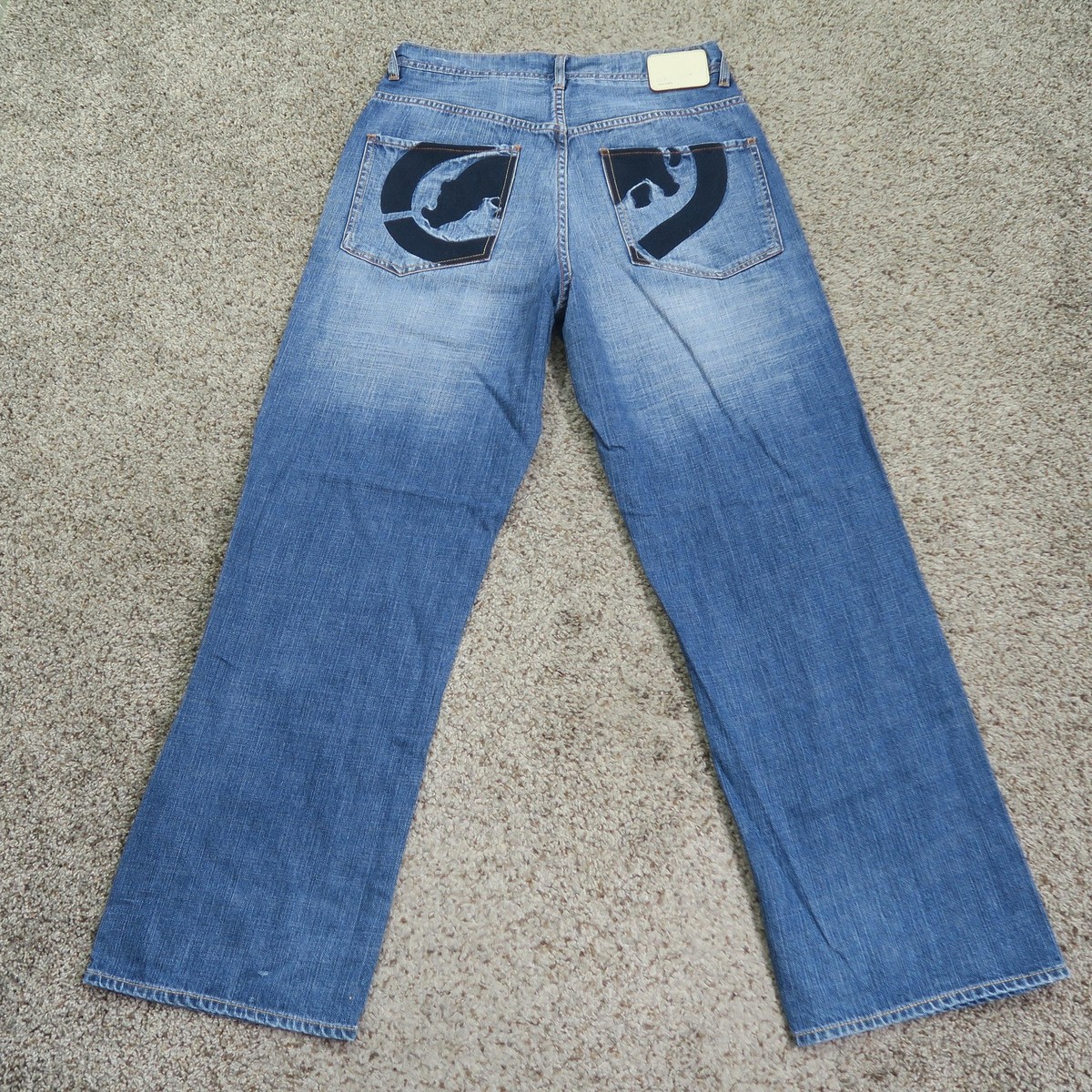 Vintage Ecko Unltd Jeans Mens 32 Blue Baggy Fit Embroidered Y2K