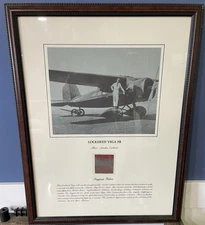 Amelia Earhart Original Fabric Piece Lockheed Vega 5B Smithsonian Framed 15"x20"