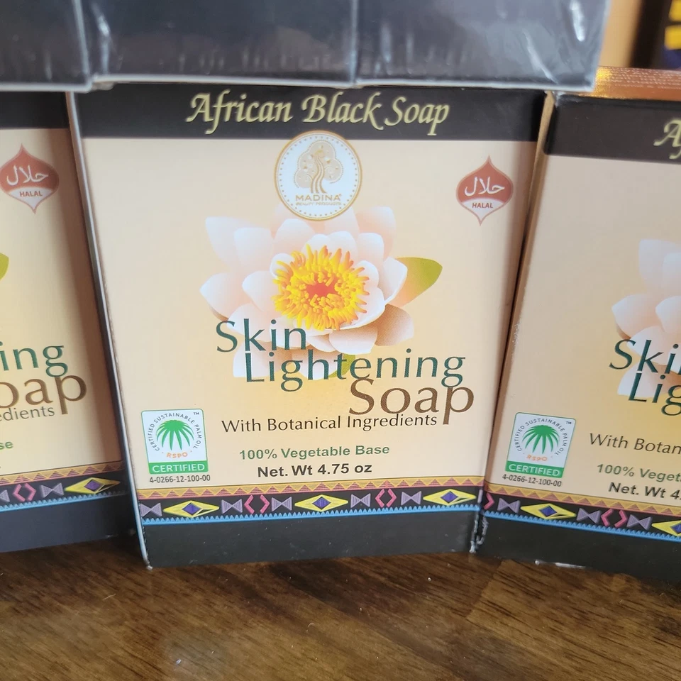 8 Barras Madina Jabón Iluminador Piel Botánico 100% Base Vegetal Aceite de Palma Foto 2 de 3