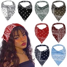 8 Pcs Hair Scarf Headband for Women Girls Non Slip Elastic Cozy Boho Paisley