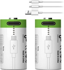 Rechargeable CR2 Batteries 2 Pack,3V-3.7V 300Mah CR2 Lithium Battery with USB