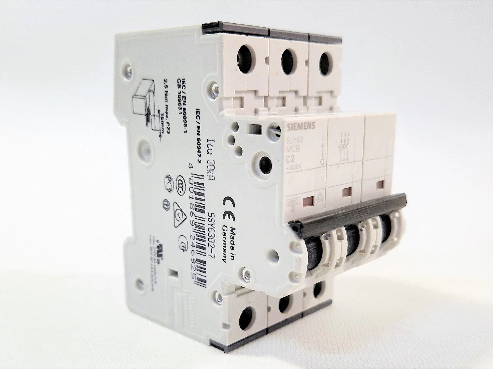 SIEMENS 5SY4302-7 2A AMP CURVE C 10kA TRIPLE POLE MCB CIRCUIT BREAKER