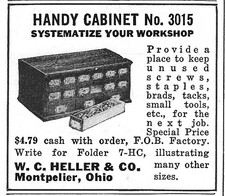 1935 Print Ad W.C. Heller & Co Handy Cabinet no 3015 for Hardware Montpelier OH