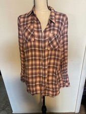 BCBG Generation Plaid Button Down Shirt Size M
