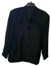 City Streets Custom Fit Suits Mens 38 Reg Wool Blend Suit Jacket Coat Black Line