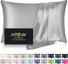 1 Pack Silk Pillowcase, Blissy-like DKBslik for Hair and Skin,Grey Queen Size