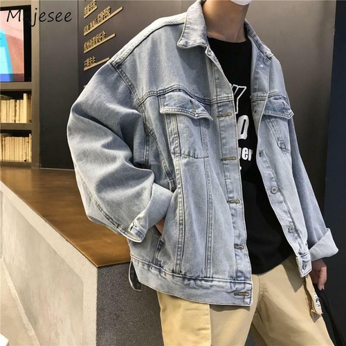 Denim Jacket Men Vintage Korean Style 