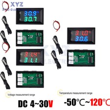 DC 4-30V Dual Display Digital Temperature Sensor Thermometer NTC Probe Cable