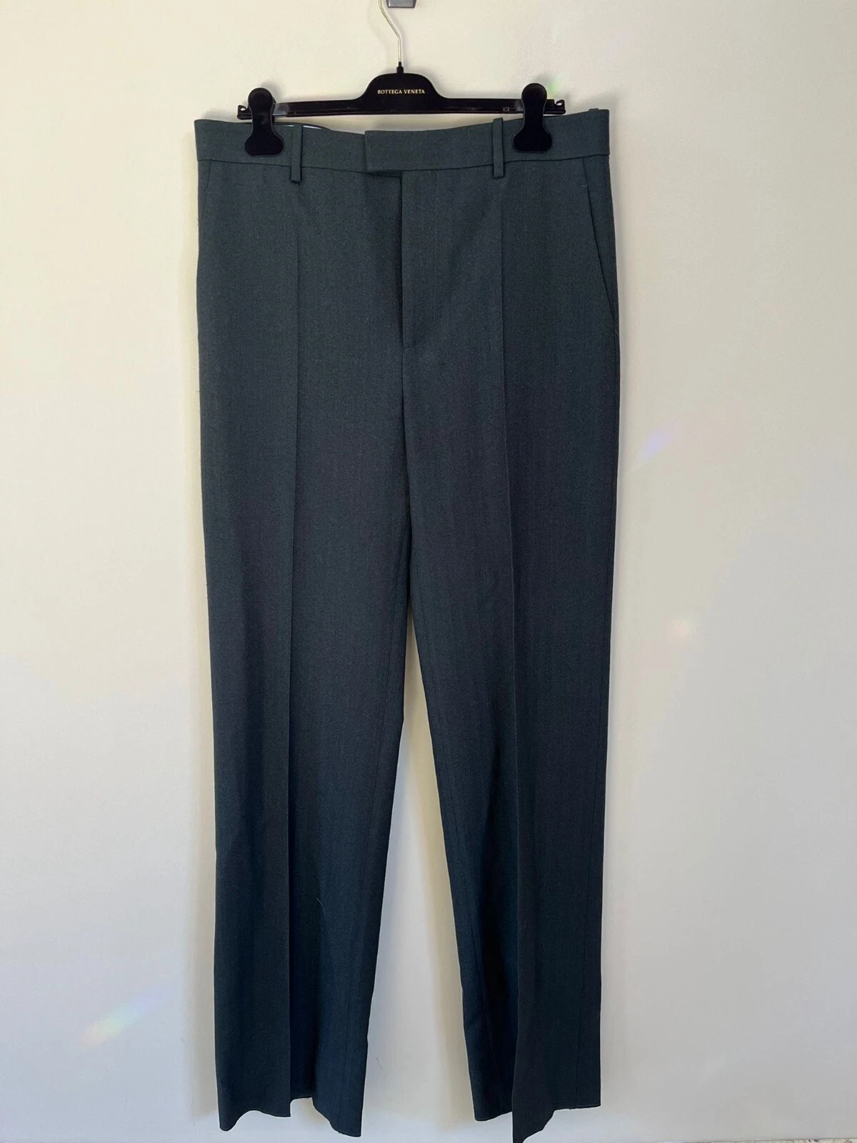 Bottega Veneta Pantaloni a spina di pesce peggiorati in nero campeggio nuovi con etichette 52