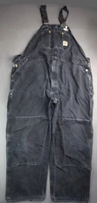 Vintage Men's Carhartt Black Duck Canvas Double Knee Overalls Distressed 46x28