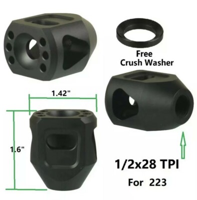 Aluminum Low Concussion Tanker Muzzle Brake 1/2X28 TPI For  9MM