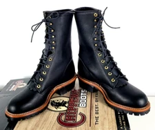 NIB - VTG USA Made - Chippewa Mens 10" Black Logger Linesman Boots Sz 12D #25510