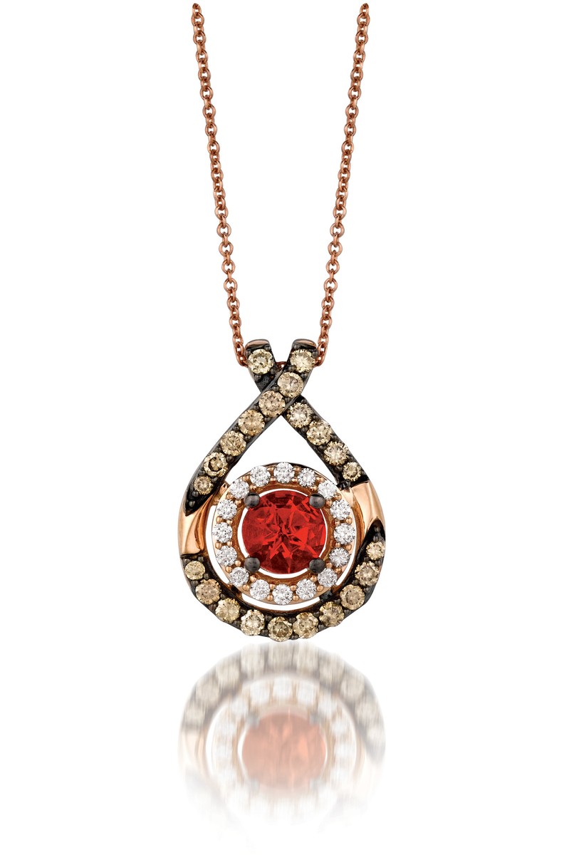 LeVian 14K Rose Gold Fire Opal Chocolate Diamond cts 18