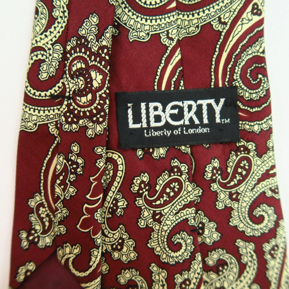 Corbata vintage Liberty of London roja cachemira granate hecha en EE. UU. 56"x3,5" Foto 3 de 4