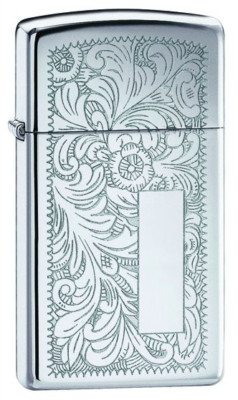 Zippo Unisex Feuerzeug Venetian Slim Polished Chrome Lighter 1652 Winddicht