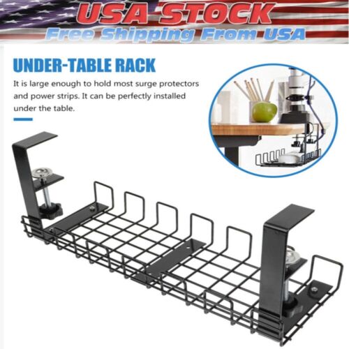 Under Desk Cable Management Tray, No Drill Steel Desk Cable Organizers