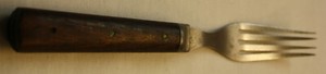 Antique Civil War Era Tableware: 4-Tine Fork w/ Wood Handle
