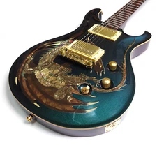 Solid Body Dragon 2000 Electric Guitar Mahogany Body Dragon Inlay Gold Wrap