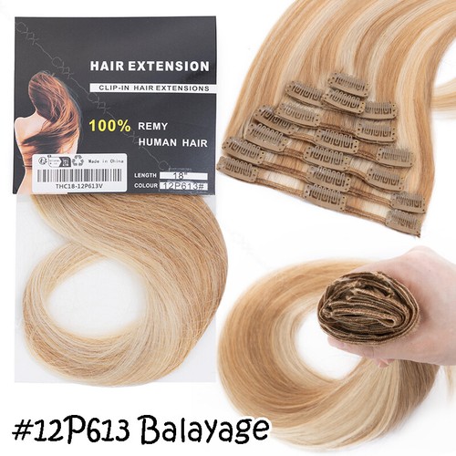 100G Dick Echthaar Clip In Haar Extensions Haarverlängerung 8 Tressen Ombre Weft - Bild 40 von 62