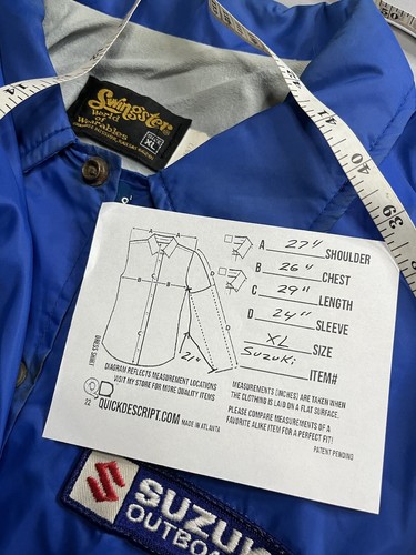 Vintage Suzuki Outboards Swingster Lined Satin Style Jacket Men's XL Blue - Picture 10 of 10