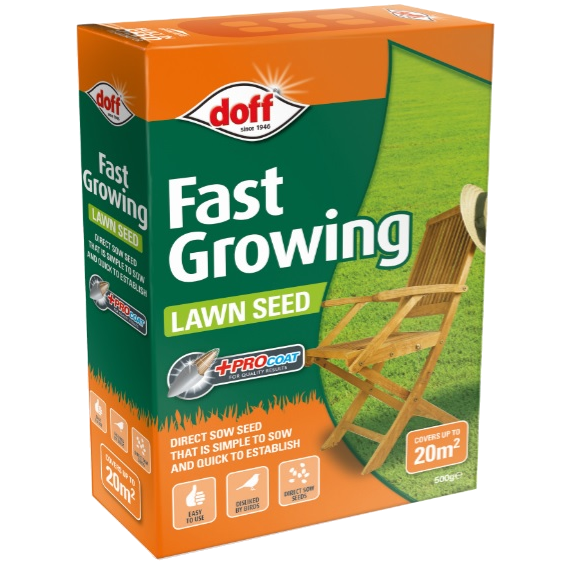 Doff Garden Fast Growing Grass Lawn Seed Fertiliser 500g - Covers up to 20m²