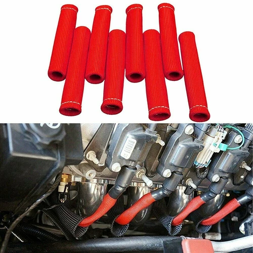 8Pack 2500° Spark Plug Wire Boots Protector Sleeve Heat Shield Cover For LS1/LS2 - Picture 4 of 12