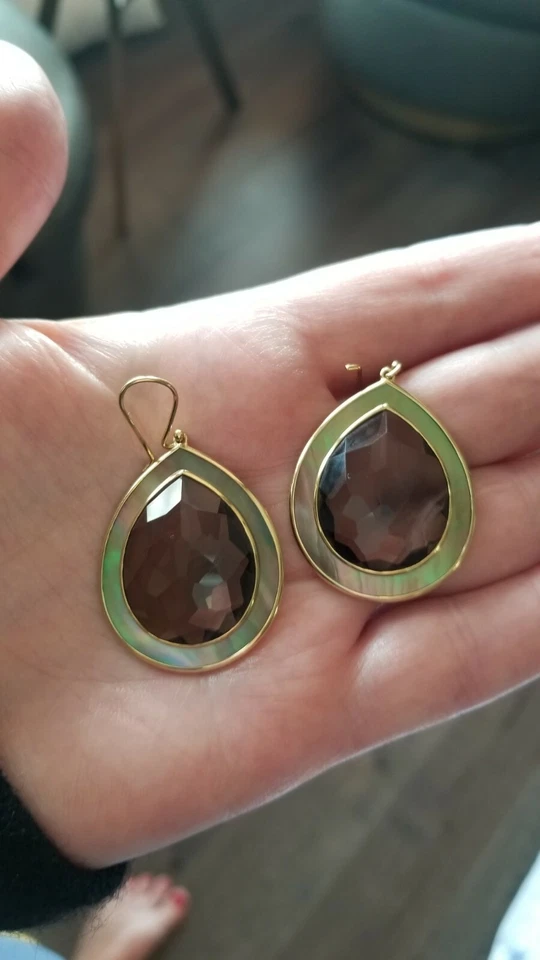 Pendientes Ippolita Ondine Oro 18k Cuarzo Ahumado Concha Lágrima Foto 2 de 4