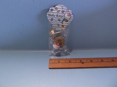 #821 Hello Kitty Key Chain 1''in Tall  Ornament Accessory  Blue Shirt