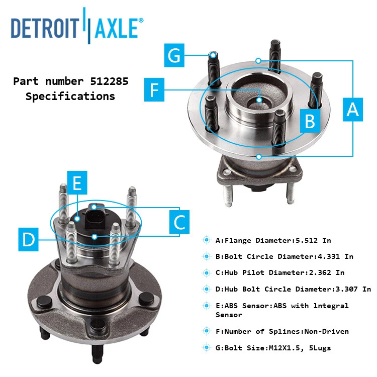 Par de bujes de cojinete de rueda trasera para Saturn Aura Pontiac G6 Chevy Malibu Cobalt Foto 4 de 4