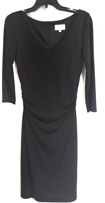 David Meister Jersey Knit Fitted Ruched Little Black Sheath Dress SZ 6  Classy | eBay