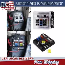 6-Way Car Marine Waterproof Fuse Box Block Holder with LED Indicator For 12V/24V