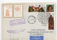 Poland-22nd Glider Mail-1973  Bocian  flown Torun-Frombork Plain Cvr h+vignett