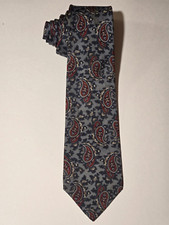 Stafford Paisley Necktie Red Blue Gray 3.5”x57” Men’s Classic Made in USA