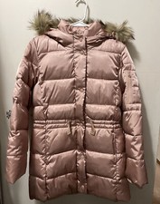 GAP KIDS Big Girl s Rose Gold Faux Fur Hooded Long Puffer Jacket, Size XXL, NWT